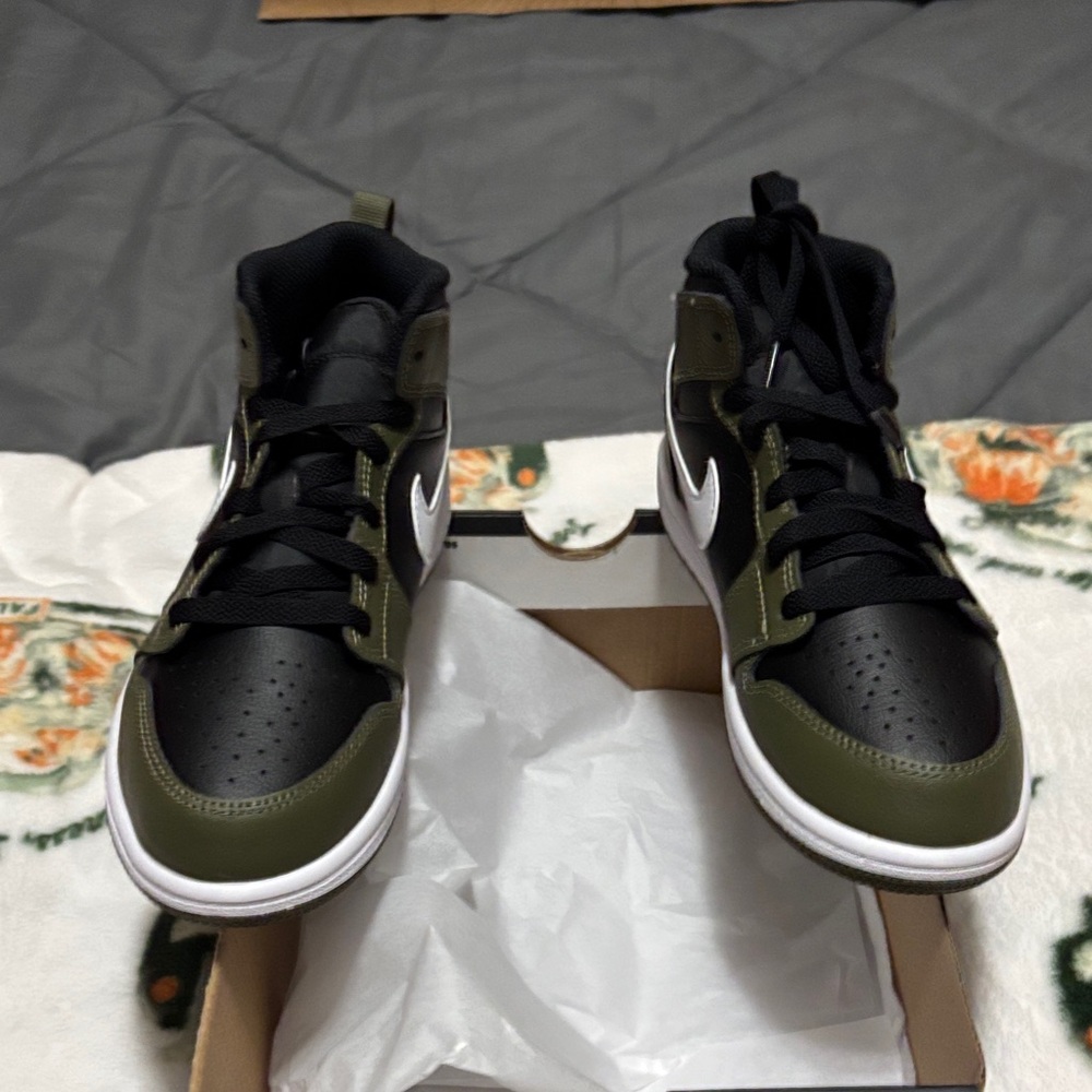 Black and Green High-Top Sneakers